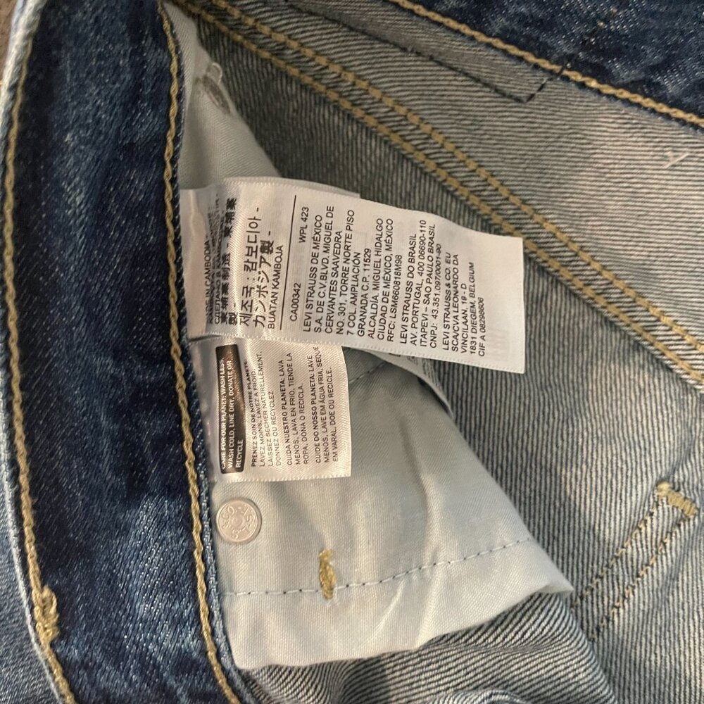 New Levi's 501 Women's Distressed Low Pro Straight Leg Blue Denim Pants, Size 29 - Picture 6 of 11